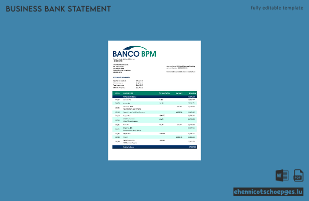 Banco BPM Unternehmensabrechnung – Beispielvorschau in Word und PDF